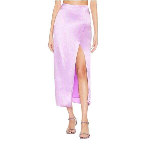 NWT! Line & Dot Lilac Satin Adelyn Midi Skirt - Size Small - Picture 1 of 10